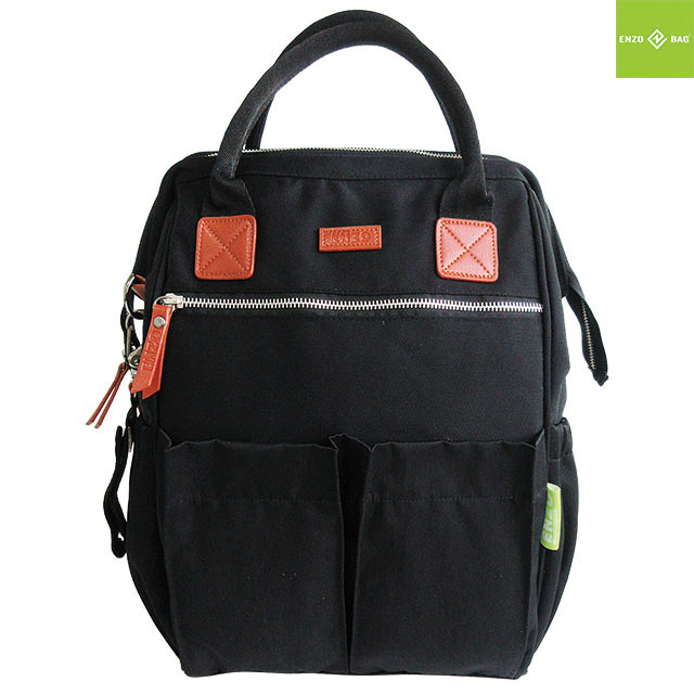 Large Waterproof Diaper Bag Backpack For Mom In Black-Enzobags